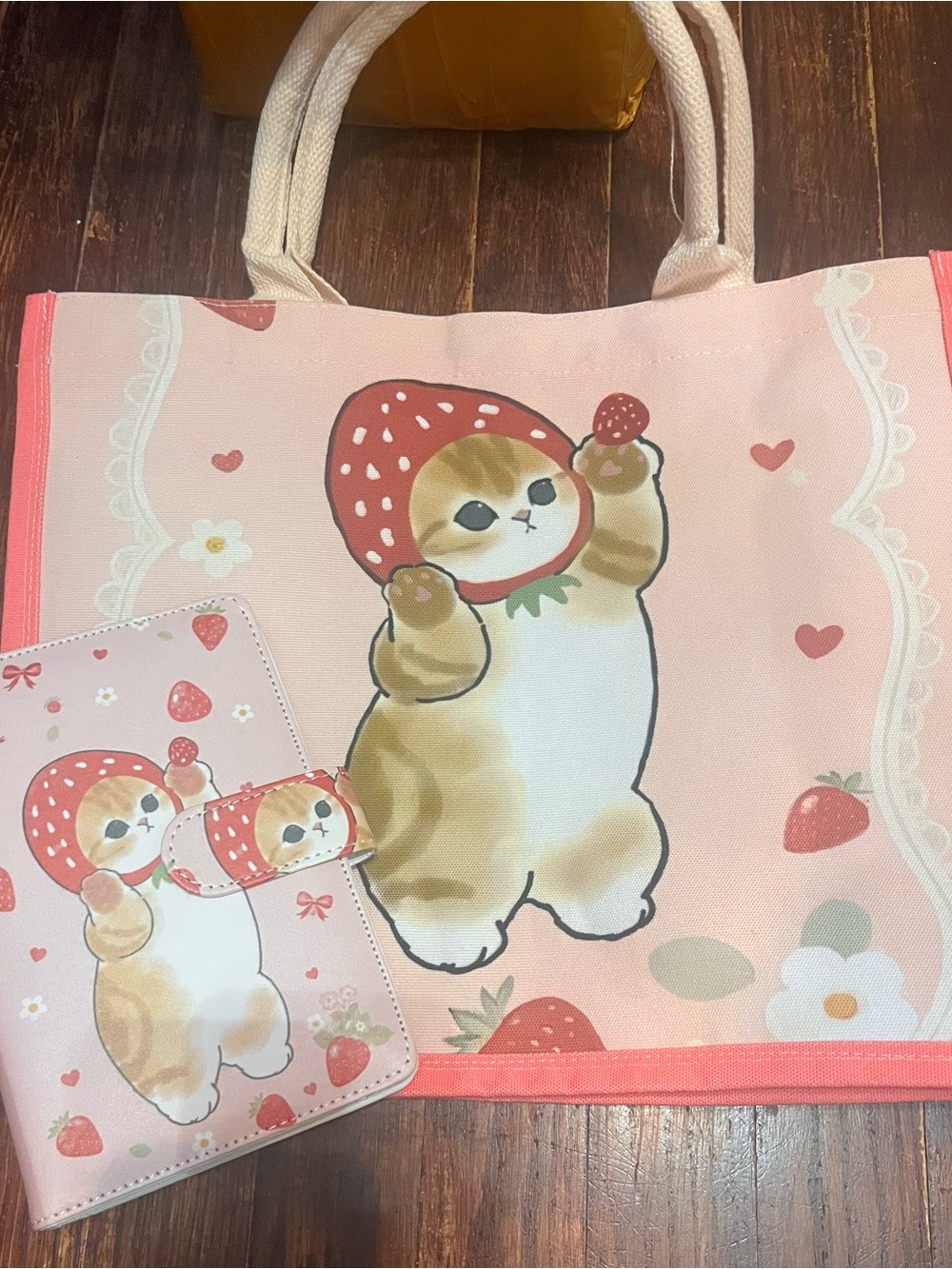 Strawberry Mofusand Tote Bag and Binder Set - Pink